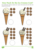 how much do the ice creams cost activity sheets